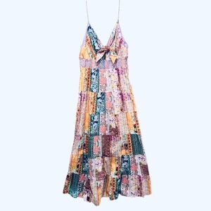 ALICE + OLIVIA Karolina Tie Front Maxi Dress Vintage Summer Lavender Fields 10